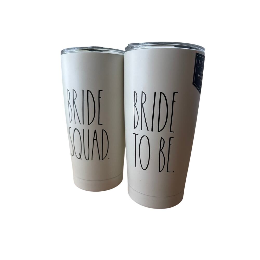 Rae Dunn Bride Squad & Bride To Be Stainless Steel Tumblers 17oz Set of 2 NWT